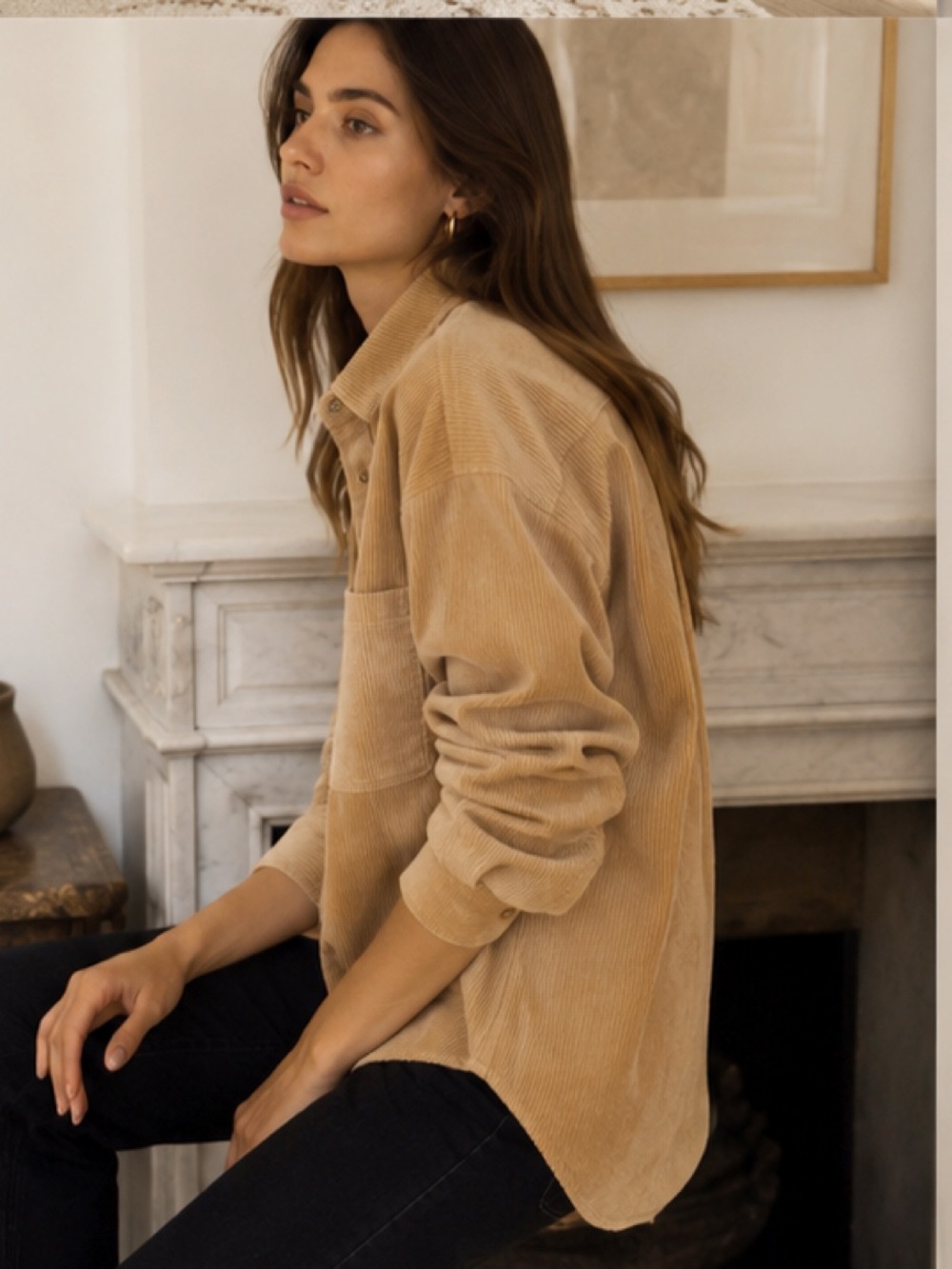 Aritzia The Group Babaton Graydon Corduroy Button Up Long Sleeve Shirt Medium